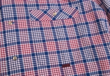 パパスPapas コットンオープンカラーチェックシャツ 青赤M 【メンズ】_画像6
