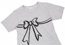 コムコム コムデギャルソンCOMME des GARCONS リボンTシャツ 杢グレー黒S 【レディース】_画像2