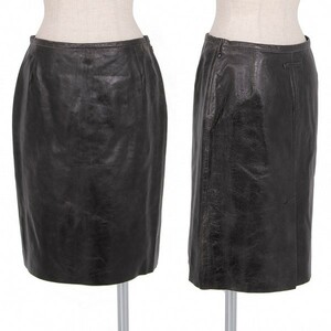  Jean-Paul Gaultier famJean Paul GAULTIER FEMME sheepskin crack leather skirt black 40 [ lady's ]