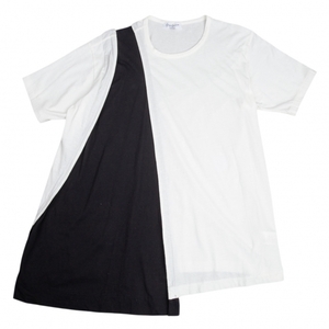 ヨウジヤマモト プールオムYohji Yamamoto POUR HOMME バイカラー切替デザインTシャツ 白黒3 【メンズ】