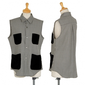  low bdo car mbru Comme des Garcons velour pocket silver chewing gum check sleeveless shirt white black M rank [ lady's ]