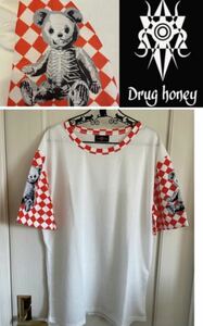 Drug Honey ドラッグハニー　チェッカー柄スケルトンベア　カットソー