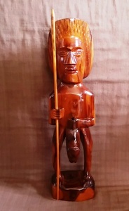 木彫り 置物 人形 全長約48cm インテリア アジアン エスニック 民族 文化 男性 彫刻 オブジェ インパクト 存在感 おしゃれ コレクション
