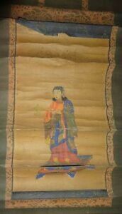 Art hand Auction Raro templo antiguo Príncipe Shotoku Color papel pergamino templo budista pintura pintura japonesa arte antiguo, Obra de arte, libro, pergamino colgante