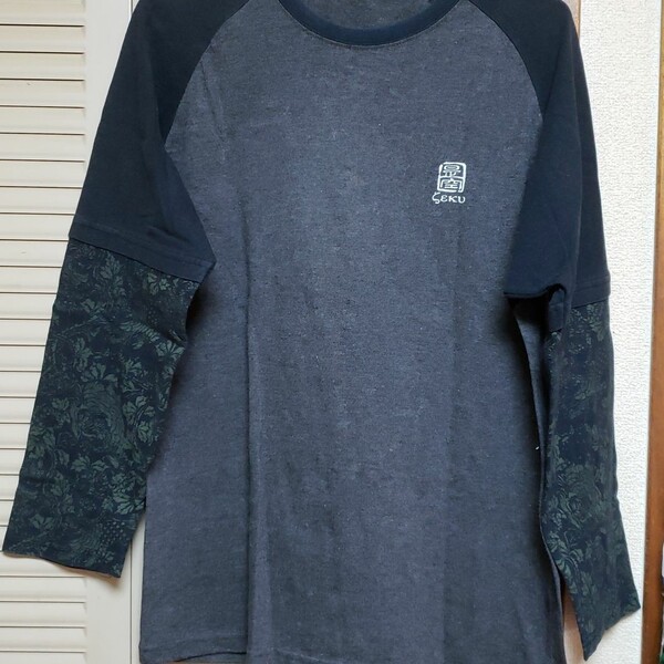 是空 和柄 メンズTシャツ長袖 風神雷神柄