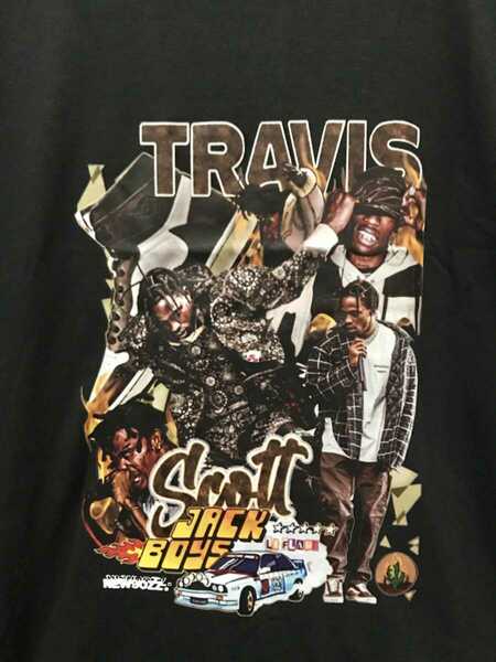 プリントずれ Travis Scott トラヴィス スコット ラップTシャツ B品 L hiphop rap trap ヒップホップ ラッパー black 黒