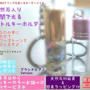 【ピンと来た原石おまけ付き】天然石入り暗闇で光るアートキーホルダー