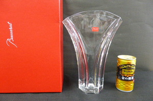 * вместе коробка * не использовался хранение товар * baccarat Baccarat crystal стекло GINKO серебристый ko цветок основа ваза высота 23cm 1792565