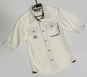 * beautiful goods * GOTCHA Gotcha 7 minute sleeve shirt embroidery flax . collar wire size XS [YF-600]