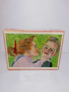 当時物◆90年代 PETER SATO キス 男の子 女の子 ジグソー パズル 26×38cm 300p 昭和レトロ 絵 