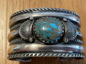 a- knee li Star Ernie Lister Navajo Navajo in godo silver 900 can tela rear turquoise bangle 