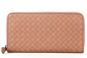 【新品同様・未使用】BOTTEGAVENETA ボッテガヴェネタ イントレチャート ラウンドファスナー長財布 ブランド小物【JG51】