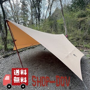 【TC素材 × ヘキサタープ】 4.2mX4.1m ポリコットン TC 耐水 防カビ 家族 キャンプ ソロ テント ツーリング ペグ ロープ 付属 カーキ