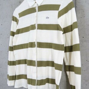 【送料300円可】1011m87◆良品です◆日本製◆LACOSTE ラコステ マリンボーダー 長袖コットンシャツ 36/アメカジ/レディース/女性/ゴルフの画像2