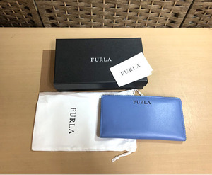 フルラ FURLA 長財布 2つ折り長財布 スナップボタン ブルー 青 財布 保存袋付き