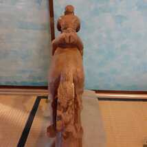 彫刻 木彫り オブジェ 天馬 富士山 銘あり 約70.5cm×56cm×12cm_画像4