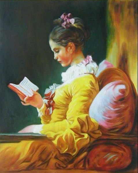 विशेष मूल्य तेल चित्रकला: फ्रैगोनार्ड की उत्कृष्ट कृति, लड़की पढ़ रही है MA208, चित्रकारी, तैल चित्र, चित्र