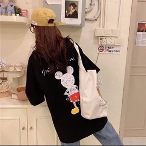 大人気☆ ディズニー ミッキー ロンT オーバーサイズ ゆるT ブラック 半袖 新品未使用 送料無料 お揃い ペア ユニセックス