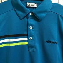 【adidas golf】アディダス ゴルフ 半袖ポロシャツ メンズ M ターコイズブルー 送料無料！_画像3