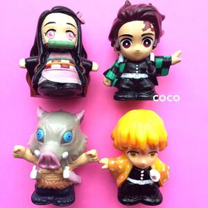 鬼滅の刃 ソフビ 人形 4種類セット 竈門炭治郎 たんじろう 禰豆子 ねずこ 伊之助 いのすけ 我妻善逸 ぜんいつ フィギュア
