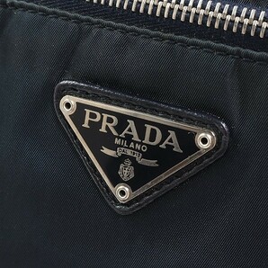 ◆PRADA/プラダ ナイロン×レザー 斜め掛け ショルダー バッグ ダークネイビー×ブラックの画像6