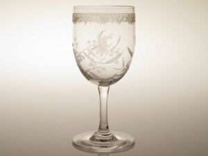 オールド バカラ グラス ● ミモザ ワイン グラス 11cm ジャポネスク エッチング Mimosa