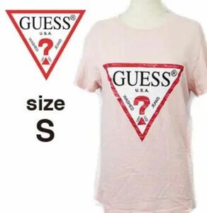 【Sサイズ】GUESS ロゴ プリント Tシャツ S ゲス 半袖 ピンク