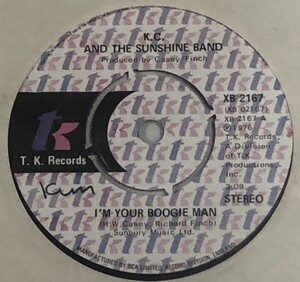 KC AND THE SUSHINE BAND/IM YOUR BOOGIE MAN、WRAP YOUR ARMS AROUND ME シングルレコード KCアンドザサンシャインバンド