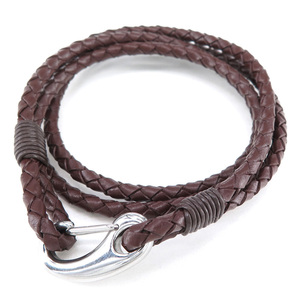 PW 25284 high quality original leather 316L stainless steel tea color Brown knitting 4 ream LAP bracele conditions attaching free shipping 