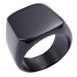 PW 24339 高品質チタンとステンレス ブラック 黒 シンプル 印台 指輪 リング 条件付送料無料
