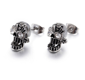 PW 61180. good SUS316L made Jill navy blue silver silver color skeleton .. Skull skull skeleton earrings conditions attaching free shipping 