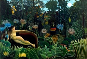 夢 アンリ･ルソー Henri Rousseau 手描き油絵複製画 模写 レプリカ 肉筆絵画, 絵画, 油彩, 自然、風景画