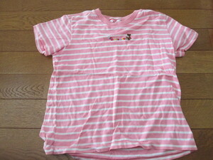 130 miki HOUSE Miki House short sleeves pink border. T-shirt 