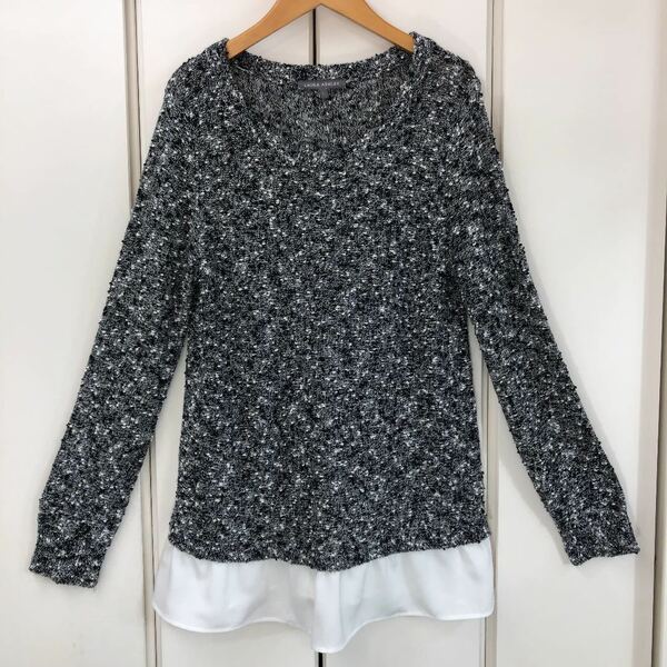 LAURA ASHLEY フェイクレイヤード ニット トップス(L)