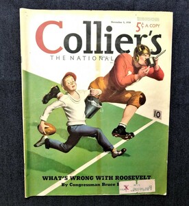 1938 year Collier's magazine foreign book Alan Foster cover illustration american football / blues * Barton /Robert O. Reid/Gluyas Williams America advertisement 