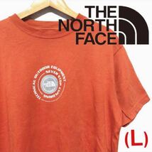 THE NORTH FACE ザノースフェイス Tシャツ 半袖 トップス ロゴ オレンジ 橙色 size(L) メンズ ファッション 古着 中古品 夏服 【4926】F_画像1