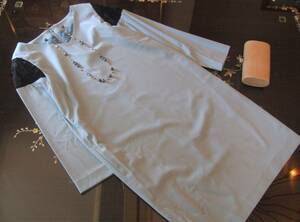 グランターブル　ワンピース　スコットクラブ　新品　日本製　19,900円　ブルー　水色　袖シースルー