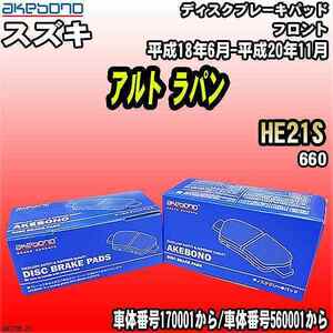 ブレーキパッド スズキ アルト ラパン HE21S 平成18年6月-平成20年11月 フロント 曙ブレーキ AN-727K