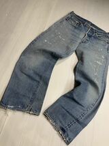 1970's ヴィンテージ LEVI'S リーバイス　501 66前期　濃淡色落ちデニム　ハードクラッシュ&ハードリペアジーンズ　パンツ約80cm_画像3