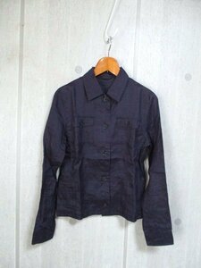 d405 KTki width ta spool linen shirt flax 100% size L navy blue 30-8