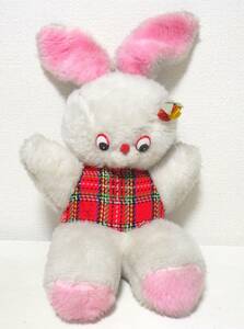  rare rare retro pop Showa Retro rabbit ...... Chan soft toy check Vintage doll total length approximately 54cm outside fixed form shipping possibility 