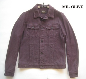 美品!!ミスターオリーブ Mr.OLIVE*後染め加工 Gジャン型コットンジャケット M 茶 ブラウン 日本製