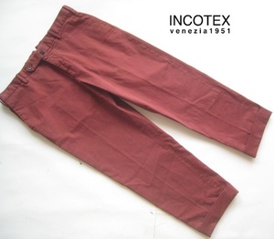 美品トルコ製!!インコテックス INCOTEX*SLIM FIT 5ポケットストレッチコットンパンツ 実寸L ブラウン 茶