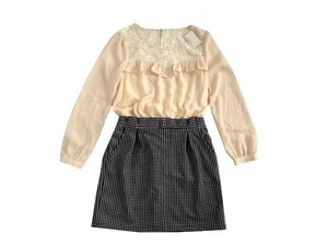 新品 ページボーイ PAGEBOY アリシア ドッキング ワンピース コンビネゾン レース ブラウス 