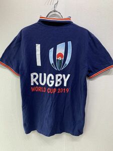 【人気】 ラグビー ワールドカップ ポロシャツ 紺/ネイビー メンズ Ｌサイズ RUGBY （K804）