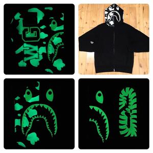 ★蓄光★ zozo限定 city camo シャーク パーカー Mサイズ shark full zip hoodie a bathing ape BAPE エイプ ベイプ アベイシングエイプ nv