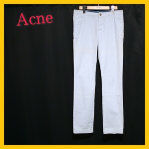 美品 Acne チノパン ストレート ライトブルー アクネ コットン 大きめ 綿 27/32 