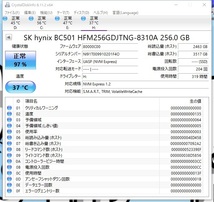 ●送料無料 累計使用時間319H hynix HFM256GDJTNG■M.2 NVMe 256GB SSD 2280 動作確認済み_画像3