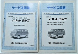 日産 VANETTE LARGO GC22型系車の紹介 サービス周報 4冊