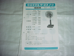 昭和54年7月　ゼネラル　扇風機のサービスノート